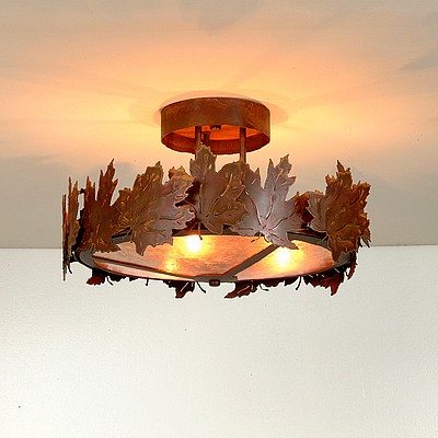 Woodcrest Semi-Flush - Maple Leaf Semi-Flush Light Maple Leaf Metal Art