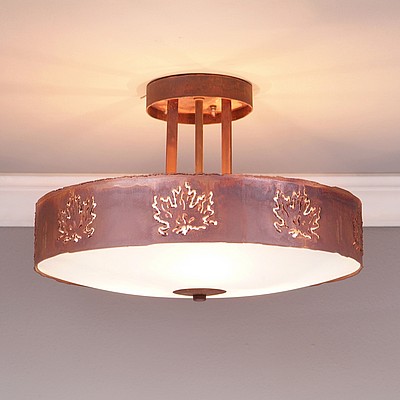 Woodcrest Semi-Flush - Maple Cutout Semi-Flush Light Maple Leaf Metal Art