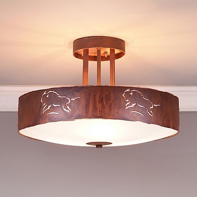 Woodcrest Semi-Flush - Bison Semi-Flush Light Bison Metal Art