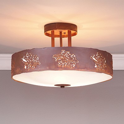 Woodcrest Semi-Flush - Cedar Bough Cutout Semi-Flush Light Trees Metal Art