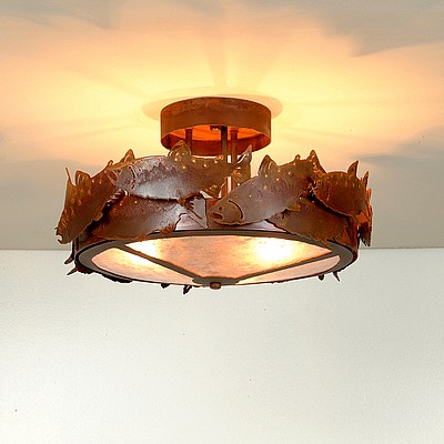 Woodcrest Semi-Flush - Salmon Semi-Flush Light Salmon Metal Art