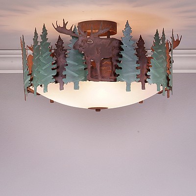 Crestline Semi Flush Short - Bowl Bottom - Moose Semi-Flush Light Moose Metal Art