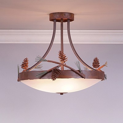 Crestline Semi Flush Tall - Bowl Bottom - Pine Cone