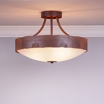 Ridgemont Semi Flush Large Short - Bowl Bottom - Rustic Plain Semi-Flush Light Rustic Plain Metal Art