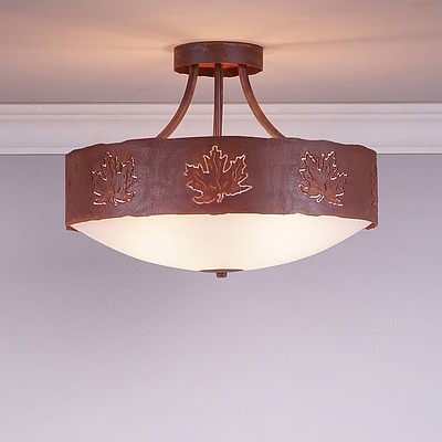 Ridgemont Semi Flush Large Short - Bowl Bottom - Maple Cutout Semi-Flush Light Maple Leaf Metal Art
