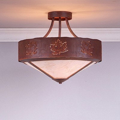 Ridgemont Semi-Flush Large Short - Shade Bottom - Maple Cutout Semi-Flush Light Maple Leaf Metal Art