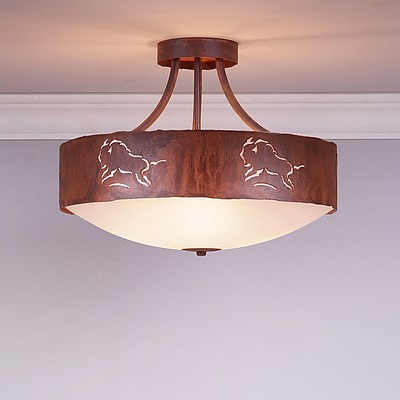 Ridgemont Semi Flush Large Short - Bowl Bottom - Bison Semi-Flush Light Bison Metal Art