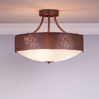 Ridgemont Semi Flush Large Short - Bowl Bottom - Cedar Bough Cutout Semi-Flush Light Trees Metal Art