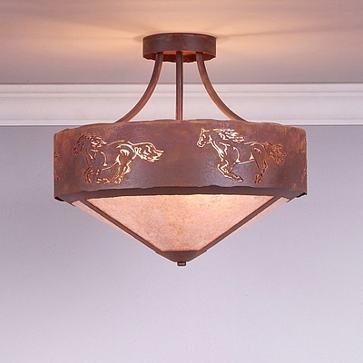 Ridgemont Semi-Flush Large Short - Shade Bottom - Horse Cutout Semi-Flush Light Horse Metal Art