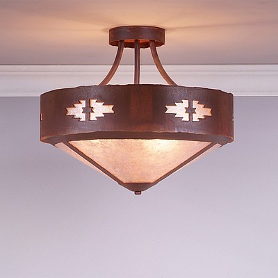 Ridgemont Semi-Flush Large Short - Shade Bottom - Pueblo Semi-Flush Light Pueblo Art Metal Art