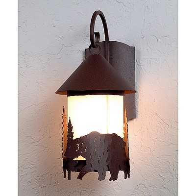 Vista Lantern Sconce - Bear Outdoor Wall Light Bear Metal Art