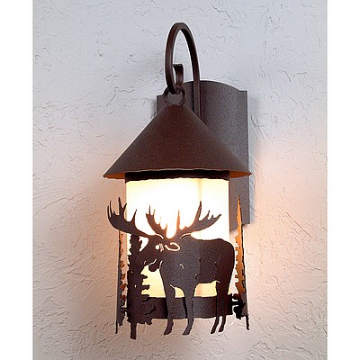 Vista Lantern Sconce - Moose Outdoor Wall Light Moose Metal Art