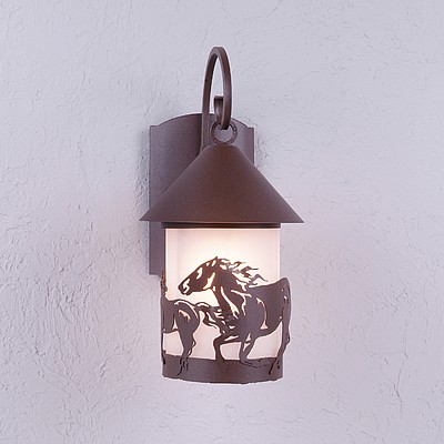 Vista Lantern Sconce - Horse Outdoor Wall Light Horse Metal Art
