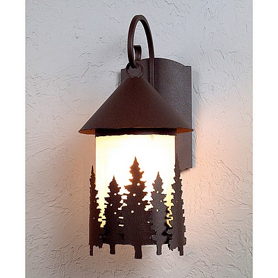 Vista Lantern Sconce - Pine Tree Outdoor Wall Light Trees Metal Art