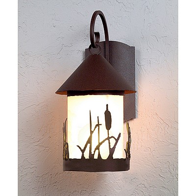 Vista Lantern Sconce - Cattails Outdoor Wall Light Cattails Metal Art