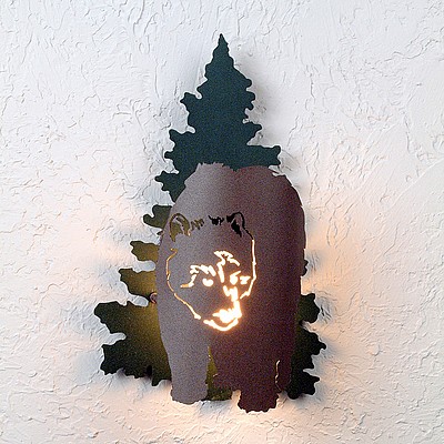 Bear in the Woods Exterior Outdoor Wall Light Bear Metal Art