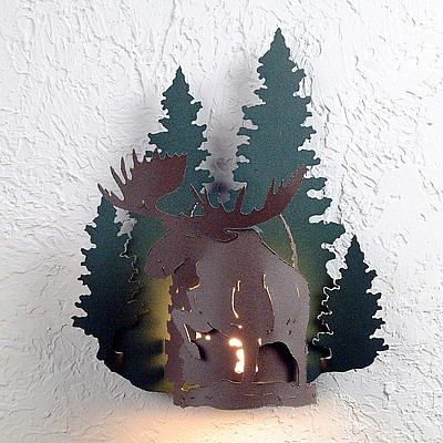 Alaskan Moose Exterior Outdoor Wall Light Moose Metal Art