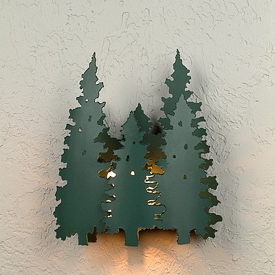 Pine Grove Exterior Outdoor Wall Light Trees Metal Art