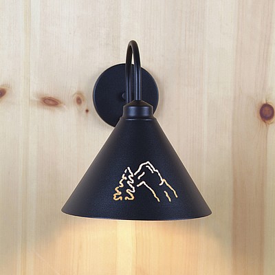 Canyon Sconce Large - Mountain-Pine Tree Cutouts Outdoor Wall Light Trees Metal Art