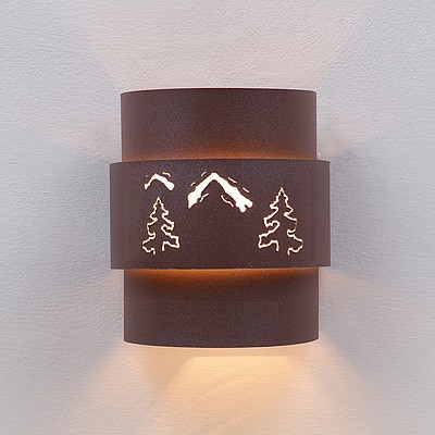 Northridge Sconce Small - Mountain-Pine Tree Cutouts Outdoor Wall Light Trees Metal Art