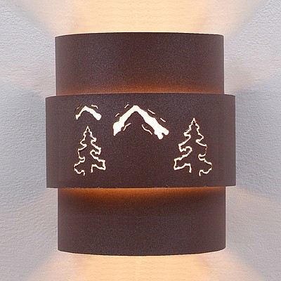 Northridge Sconce Large - Mountain-Pine Tree Cutouts Outdoor Wall Light Trees Metal Art