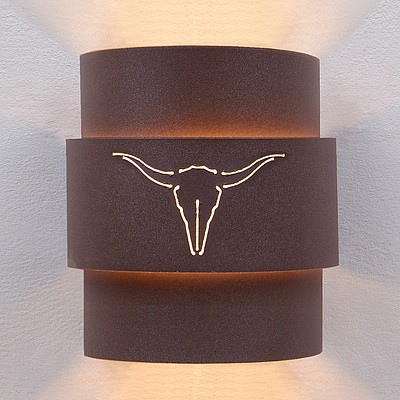 Northridge Sconce Large - Longhorn Cutout Outdoor Wall Light Texas Metal Art