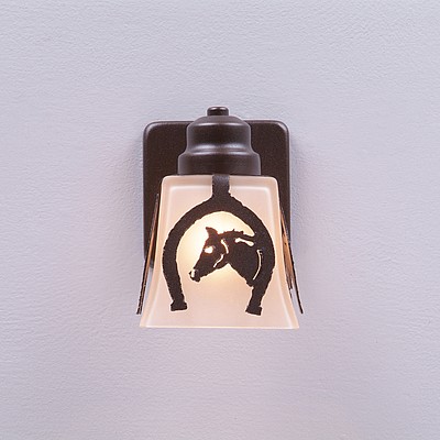 Woodland Sconce - Horse Horseshoe Outdoor Wall Light Western Metal Art