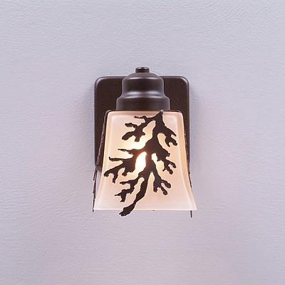 Woodland Sconce - Cedar Bough Outdoor Wall Light Trees Metal Art