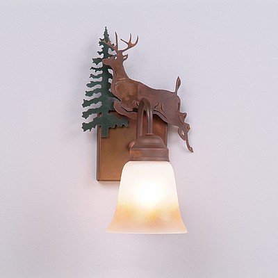 Wasatch Single Sconce - Valley Deer Wall Light Deer Metal Art