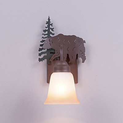 Wasatch Single Sconce - Bear Wall Light Bear Metal Art
