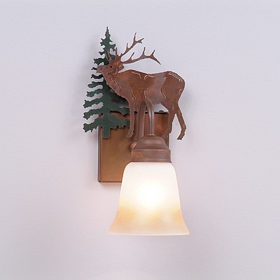 Wasatch Single Sconce - Mountain Elk Wall Light Elk Metal Art