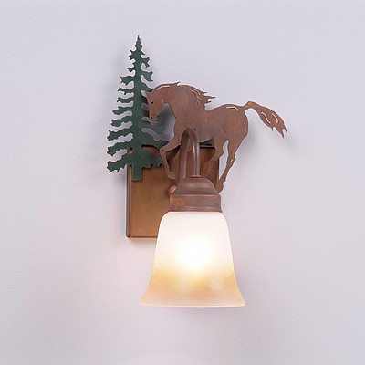 Wasatch Single Sconce - Mountain Horse Wall Light Horse Metal Art