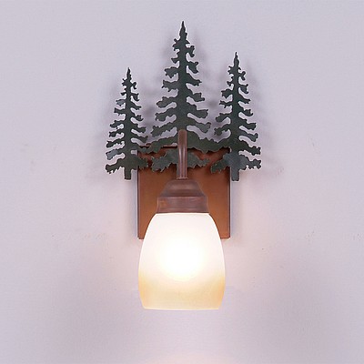 Wasatch Single Sconce - Cedar Tree Wall Light Trees Metal Art