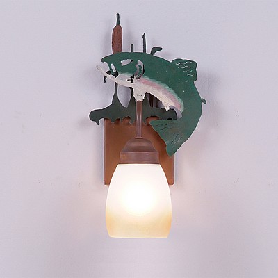 Wasatch Single Sconce - Trout Wall Light Trout Metal Art