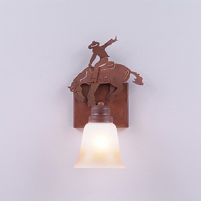Parkshire Single Sconce - Bucking Bronco Wall Light Western Metal Art