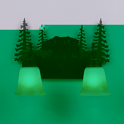 Wasatch Double Bath Vanity Light - Bear Bath 2 Light Bear Metal Art