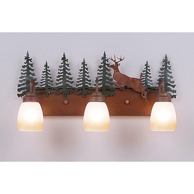 Wasatch Triple Bath Vanity Light - Valley Deer Bath 3 Light Deer Metal Art
