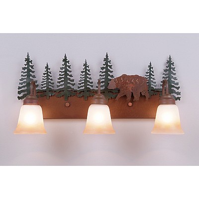 Wasatch Triple Bath Vanity Light - Bear Bath 3 Light Bear Metal Art