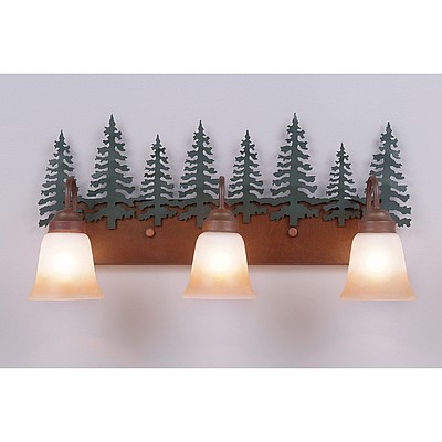 Wasatch Triple Bath Vanity Light - Cedar Tree Bath 3 Light Trees Metal Art