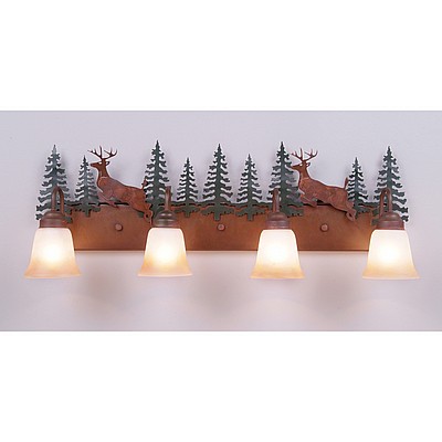 Wasatch Quad Bath Vanity Light - Valley Deer Bath 4 Light Deer Metal Art