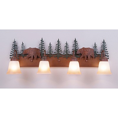 Wasatch Quad Bath Vanity Light - Bear Bath 4 Light Bear Metal Art