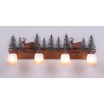 Wasatch Quad Bath Vanity Light - Mountain Deer Bath 4 Light Deer Metal Art