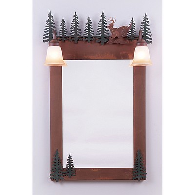Wasatch Mirror - Mountain Deer Vanity Mirror Deer Metal Art