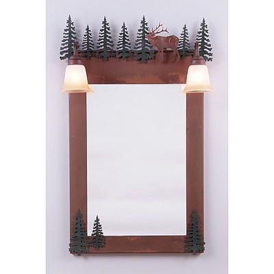 Wasatch Mirror - Mountain Elk Vanity Mirror Elk Metal Art