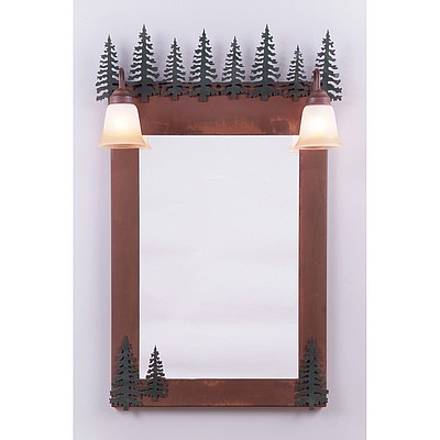 Wasatch Mirror - Cedar Tree Vanity Mirror Trees Metal Art
