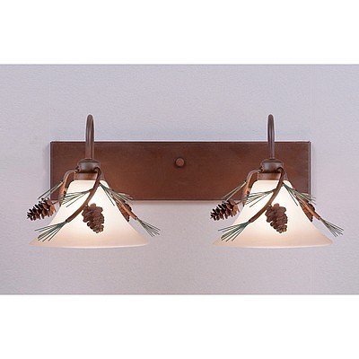 Cedarwood Double Bath Vanity Light - Pine Cone Bath 2 Light Pine Cone Metal Art