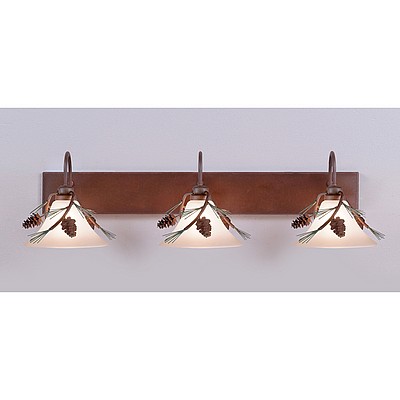 Cedarwood Triple Bath Vanity Light - Pine Cone Bath 3 Light Pine Cone Metal Art