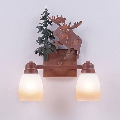 Parkshire Double Bath Vanity Light - Alaska Moose Bath 2 Light Moose Metal Art