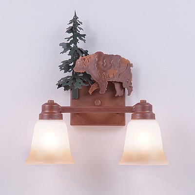 Parkshire Double Bath Vanity Light - Bear Bath 2 Light Bear Metal Art