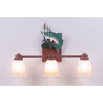 Parkshire Triple Bath Vanity Light - Trout Bath 3 Light Trout Metal Art